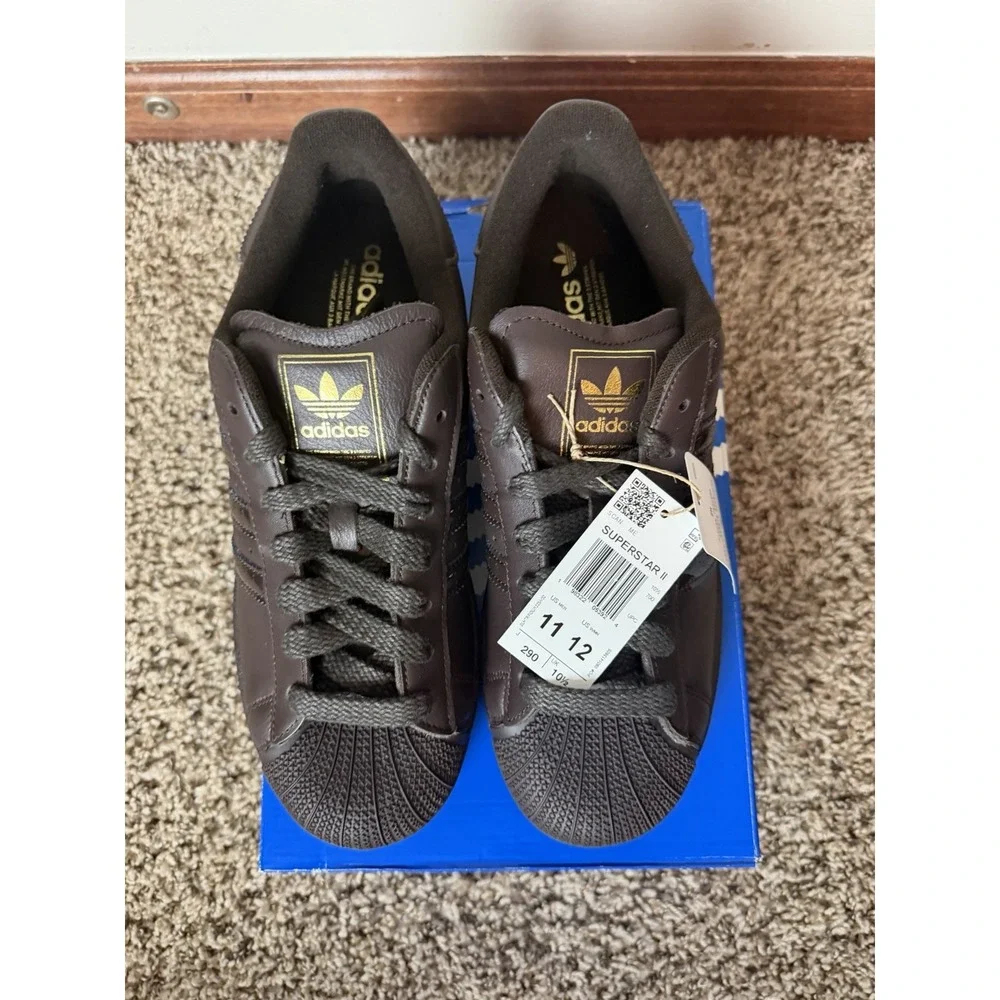 adidas Superstar II Mens Size 11 Brown Gold Leather Sneakers KH9180 - New